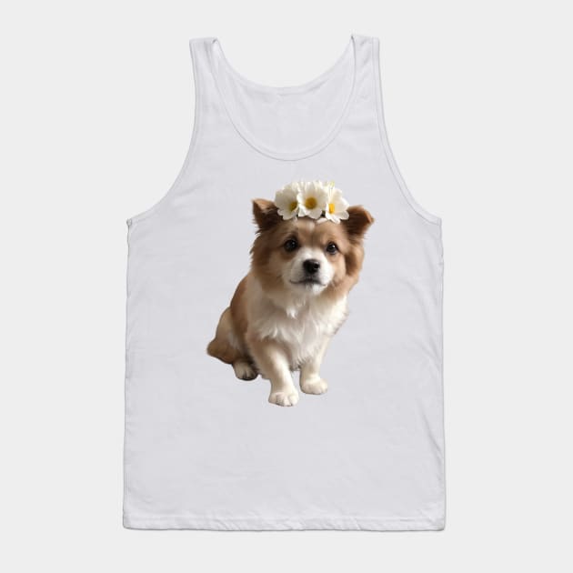 Dog With Flower Crown Tank Top by Sask Designer